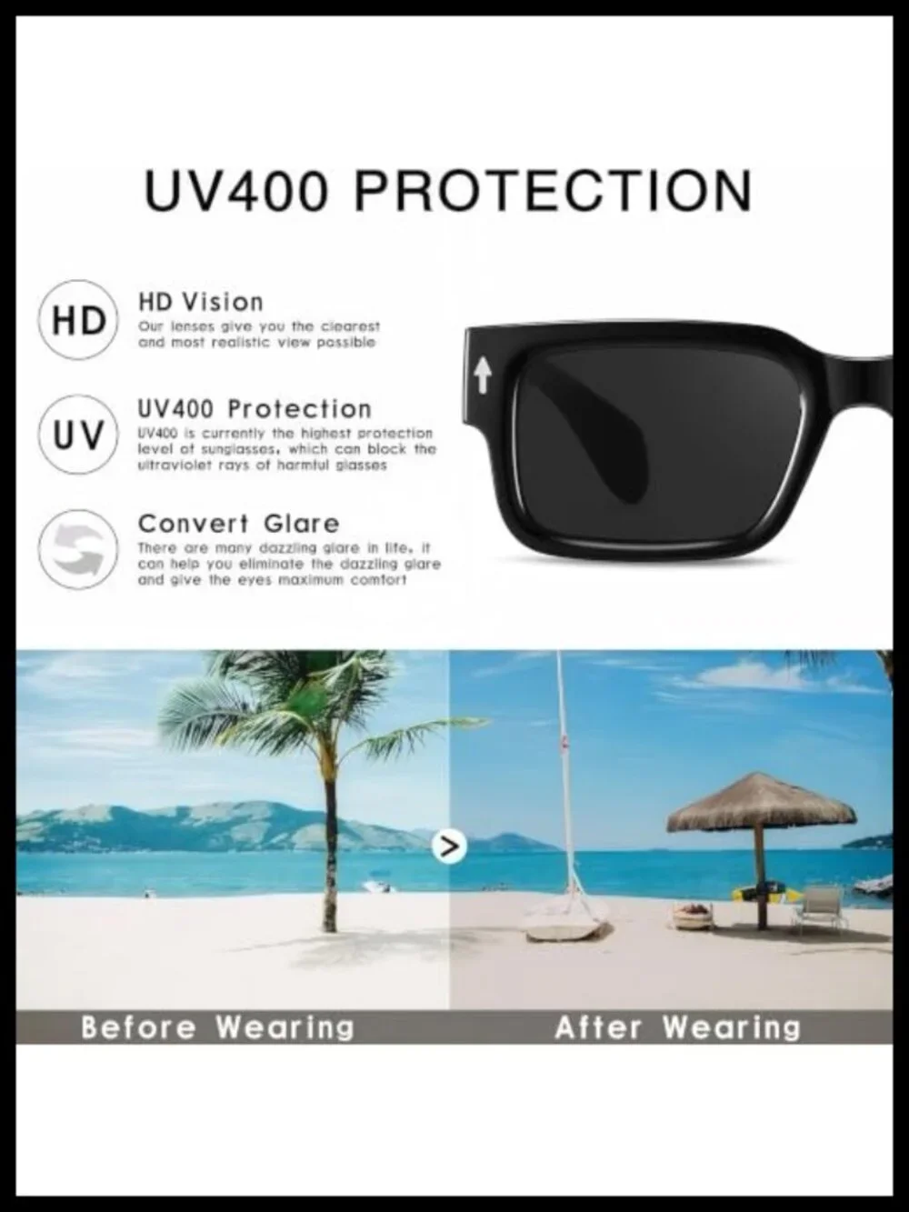 Trendy Chunky Square Frame Sunglasses UV400 Protection